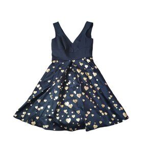 Cheers Cynthia Rowley Womens Black‎ Heart V-Day Dress Size 2 Sweetheart V Neck